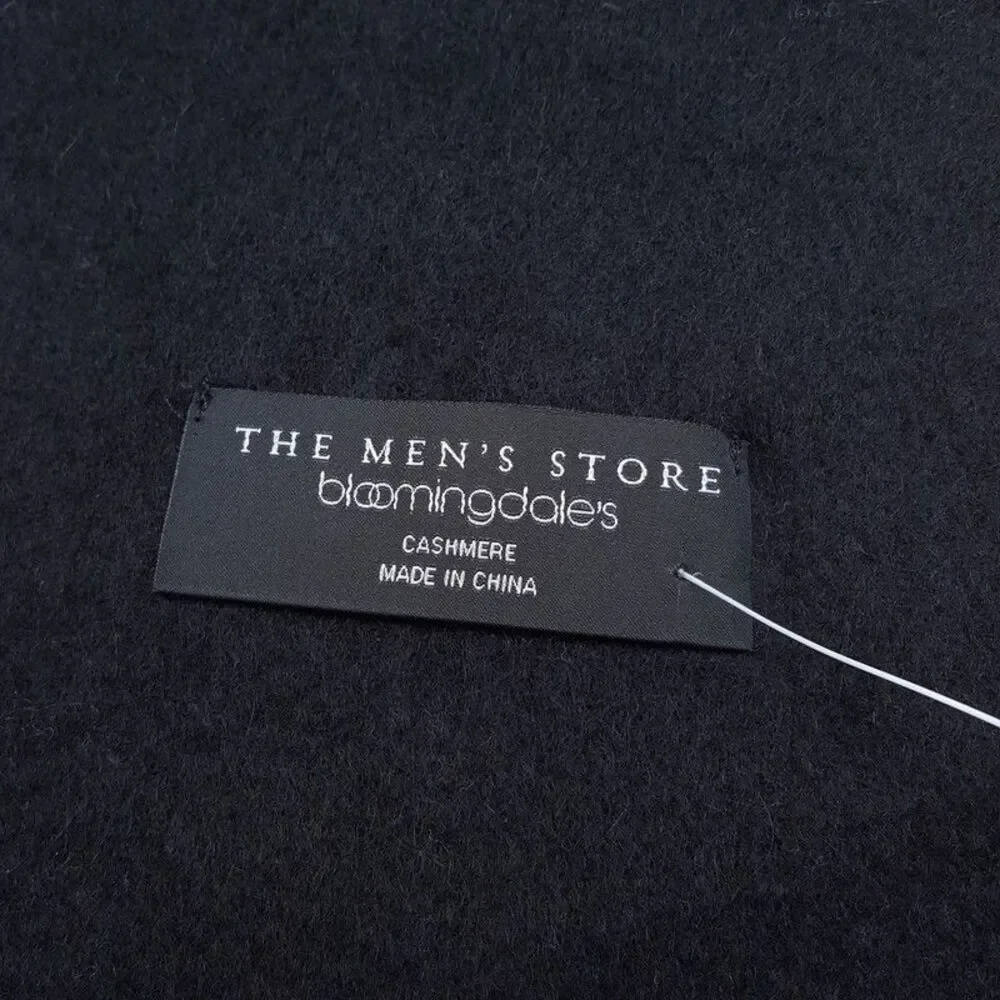 BLOOMINGDALES Mens Store Scarf Black 100% Cashmere Fringe 64x10.5